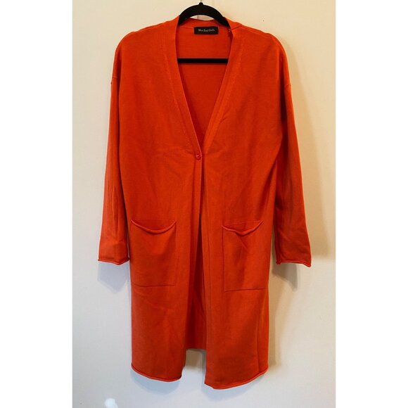 West End Girls Orange Open-Front Cardigan Midi 35" Long  With Pockets Small - Picture 1 of 12